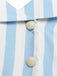 [Pre-Sale] Light Blue 1940s V Neck Striped Bow Dress 6