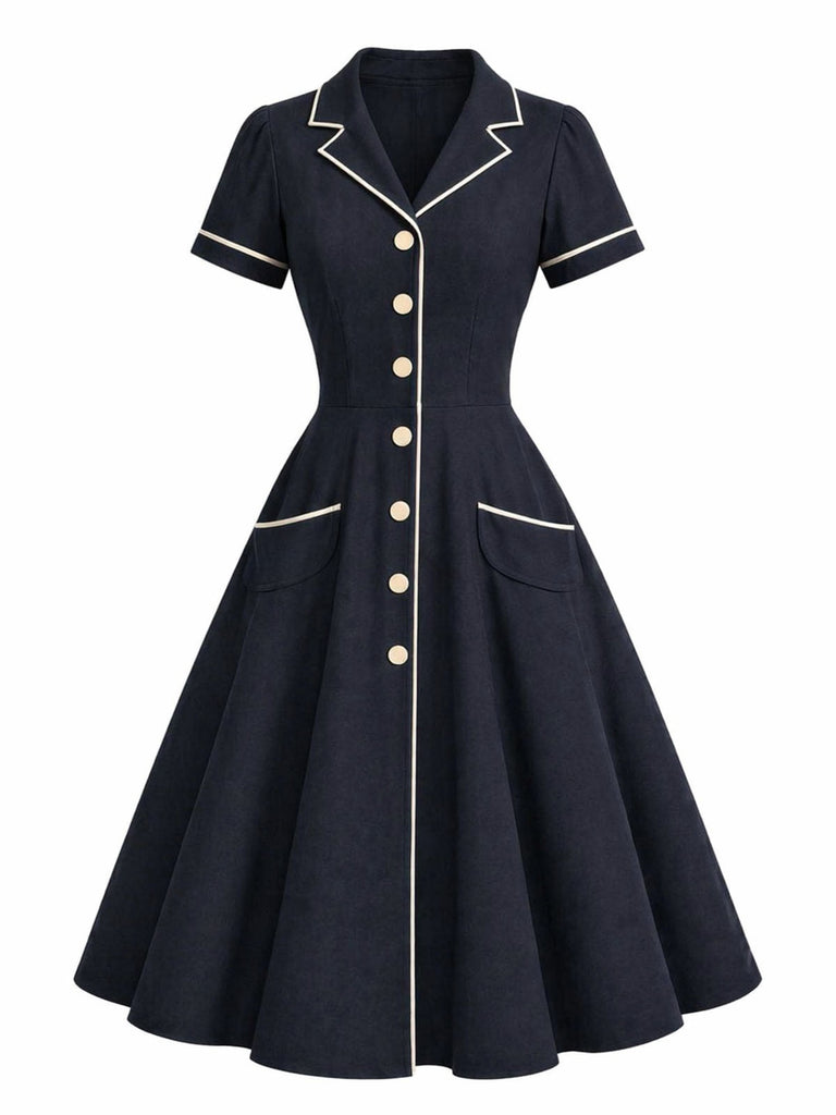 [Pre-Sale] Deep Blue 1950s Vintage Classic Dress 2