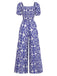 Blue 1950s Floral Vintage Classic Jumpsuit