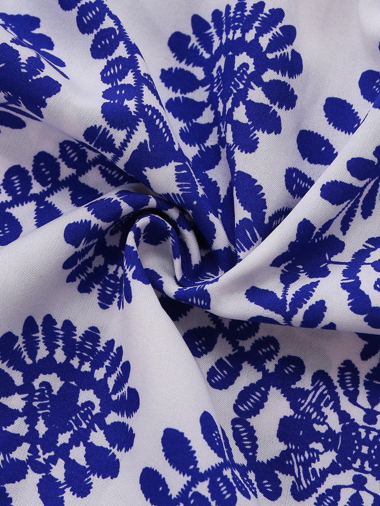 Blue 1950s Floral Vintage Classic Jumpsuit 7