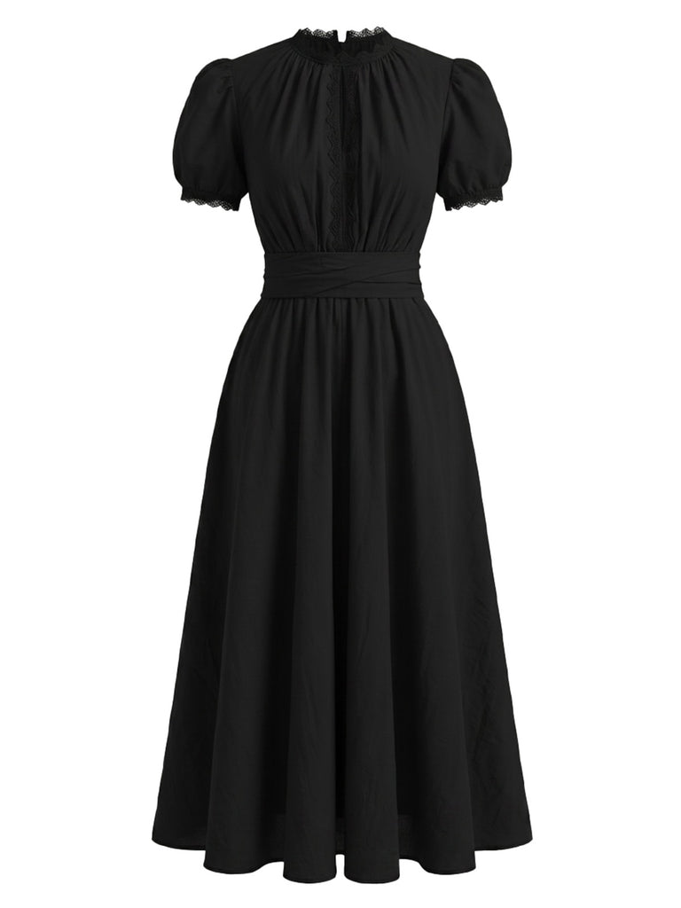 1920s Floral Lace V Neck Dress 3