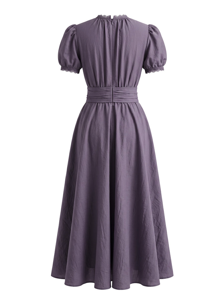 1920s Floral Lace V Neck Dress 6