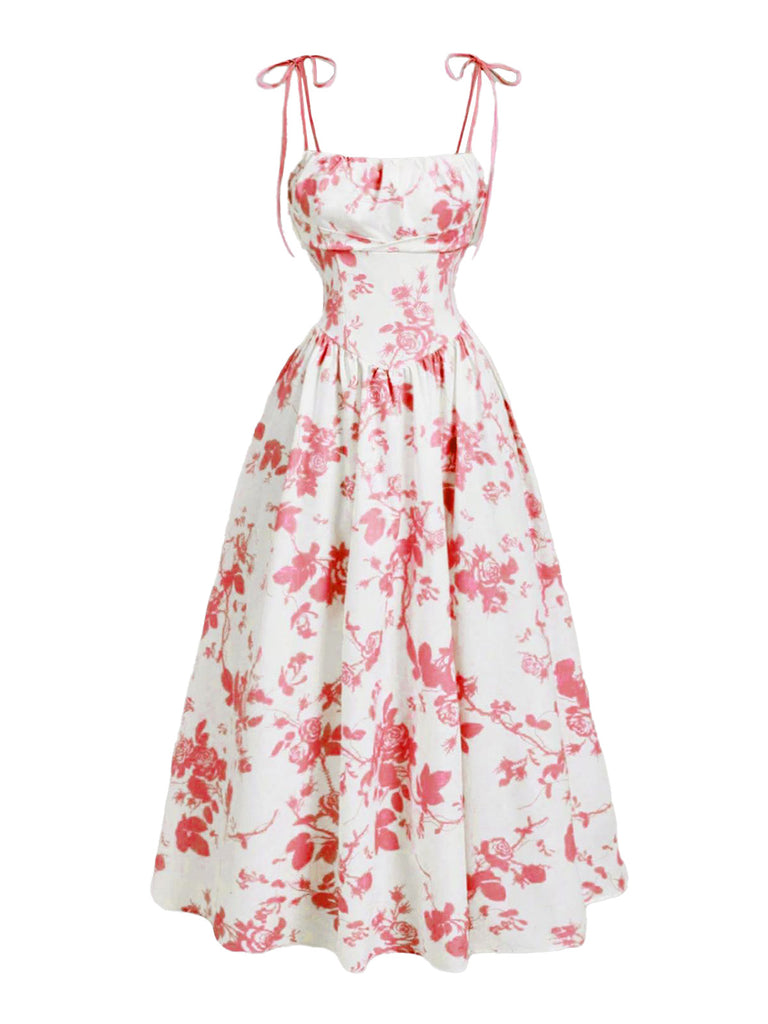 Elegant 1950s Vintage Floral Dress 5