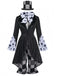 Black 1960s Floral Striped Two Piece Set
