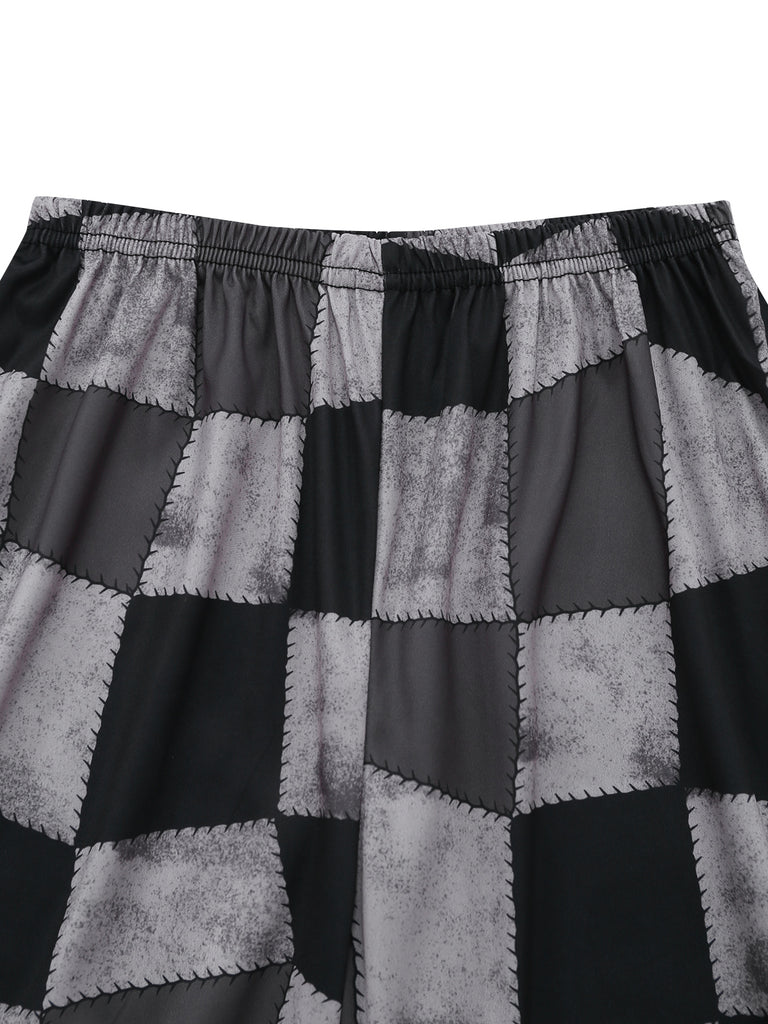 Black 1960s Floral Striped Two Piece Set 9