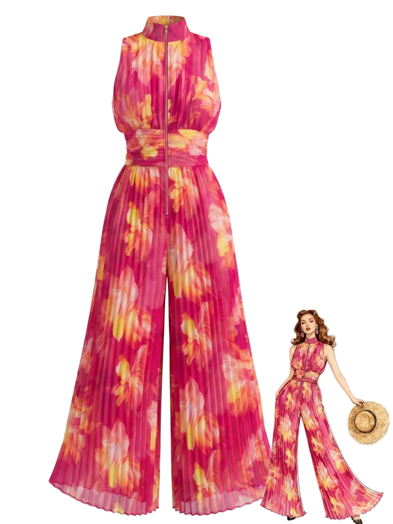 Pink 1950s Vintage Retro Jumpsuit