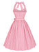 [Pre-Sale] Peach Pink 1950s Floral Halter Striped Dress 3