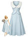 [Pre-Sale] Light Blue 1940s Peter Pan Collar A-Line Midi Dress