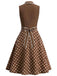 [Pre-Sale] Brown 1950s  Polka Dot V-Neck Fake Two Piece Dress