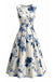 Beige 1950s Floral Vintage Classic Dress