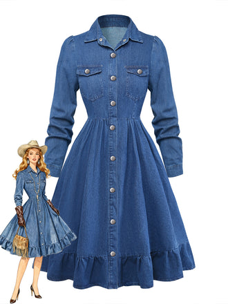 Blue 1950s Denim Dress
