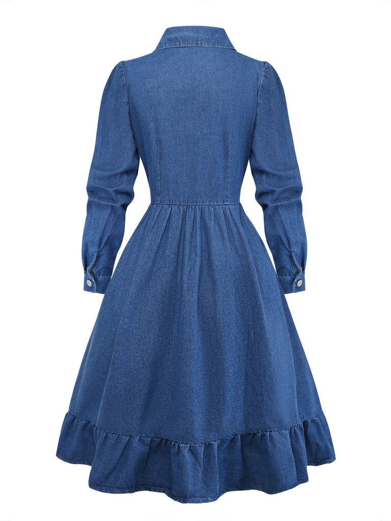 Blue 1950s Denim Dress 3