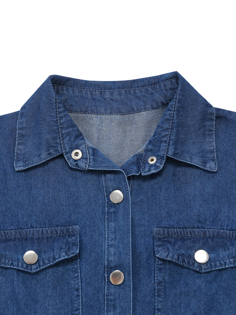 Blue 1950s Denim Dress 4