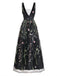 Black 1930s V Neck Vintage Dress 3