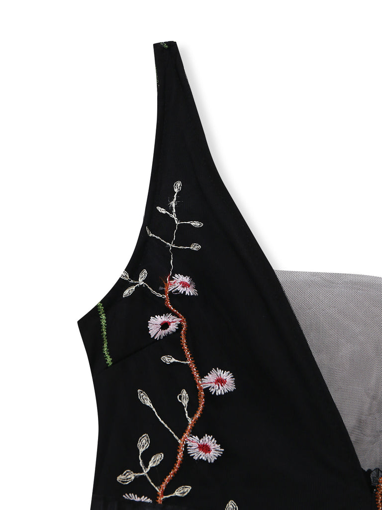 Black 1930s V Neck Vintage Dress 7
