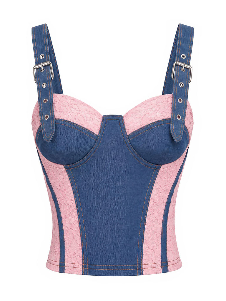 [Pre-Sale] Blue 1950s Lace Denim Top 2
