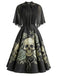 [Pre-Sale] Black 1950s Floral Belted Dress 2