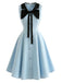 [Pre-Sale] Blue 1950s Sleeveless Bow Tie Collar Dress with Pockets
