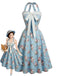 [Pre-Sale] Light Blue 1950s Floral Halter Lace Bow Dress