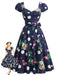 [Pre-Sale] Deep Blue 1950s Floral Bow Dress