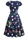 [Pre-Sale] Deep Blue 1950s Floral Bow Dress 3