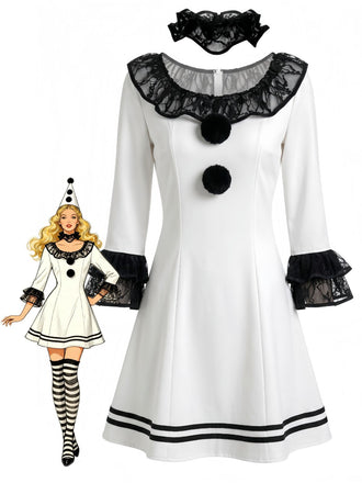 Black White 1940s Vintage Dress