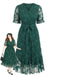 Plus Size Lace Bell Sleeve Midi Dress 1