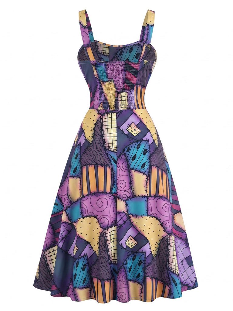 1950s Floral Square Neck Dress 2