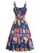 1950s Floral Square Neck Dress 2