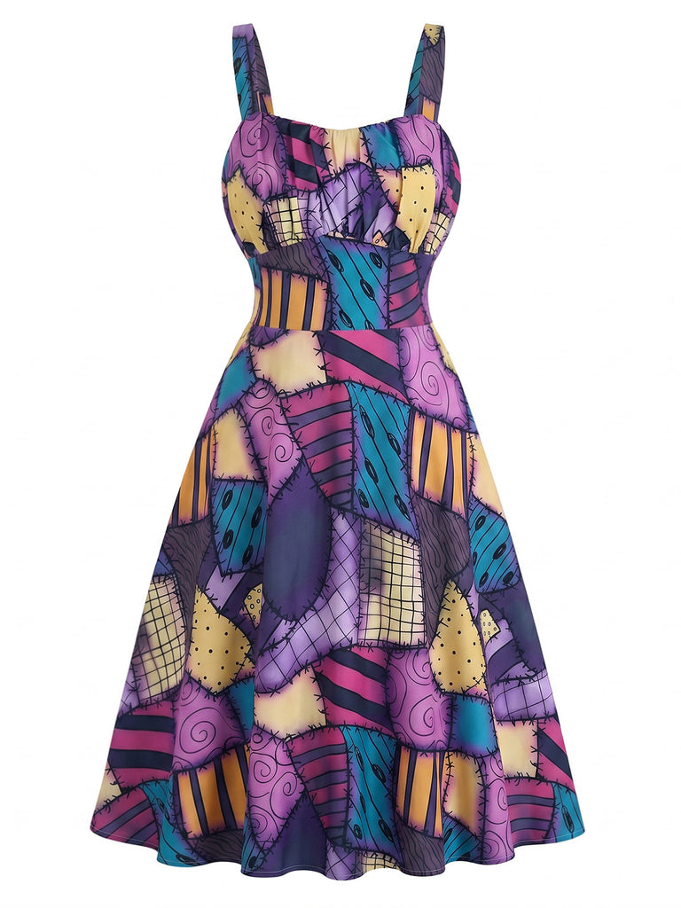 1950s Floral Square Neck Dress 3