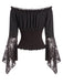 Black 1950s Lace Ruffle Blouse 2
