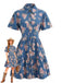 Blue 1970s Floral Denim Dress