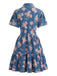 Blue 1970s Floral Denim Dress 3