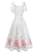 White 1950s Floral Dress 2