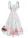 White 1950s Floral Dress 6