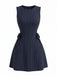 Navy Blue 1960s Striped Vintage Classic Dress