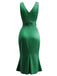 [Pre-Sale] Green 1950s Satin Ruched V-Neck Mermaid Dress