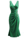 [Pre-Sale] Green 1950s Satin Ruched V-Neck Mermaid Dress