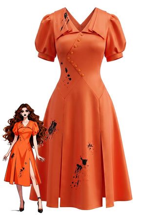 1950s V Neck Dress 3