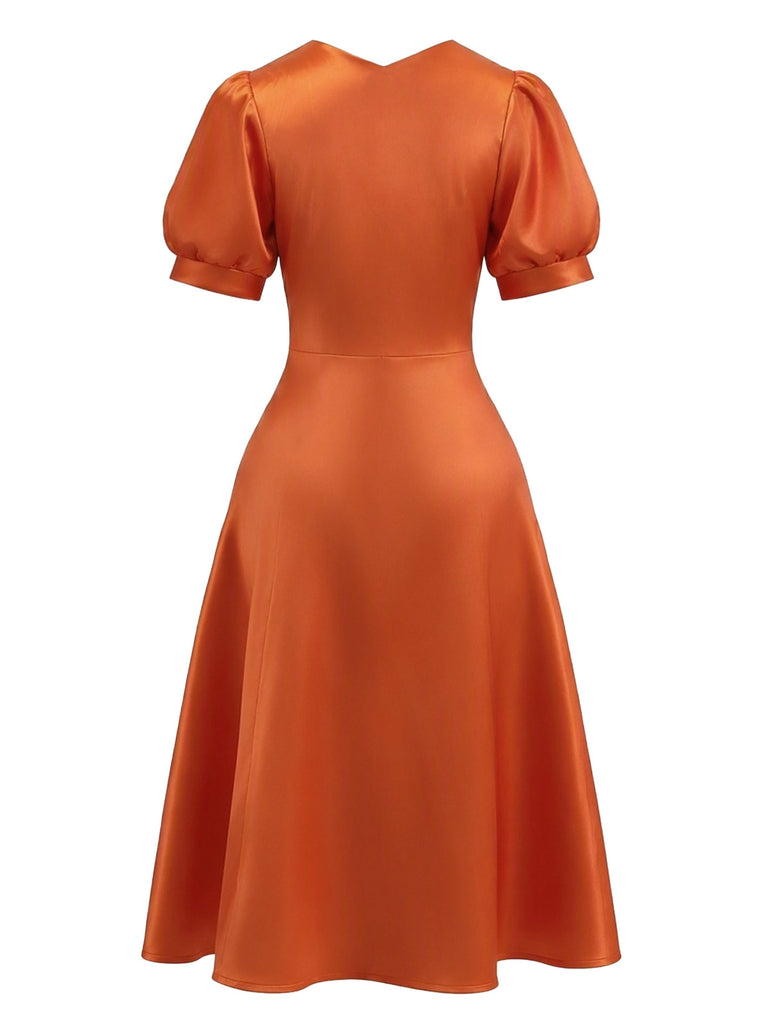 Orange 1950s Solid Halloween Vintage Dress