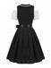 Black 1950s Plaid Lace Square Neck Two Piece Set 2