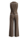 Caramel Colour 1950s V Neck Two Piece Set 3