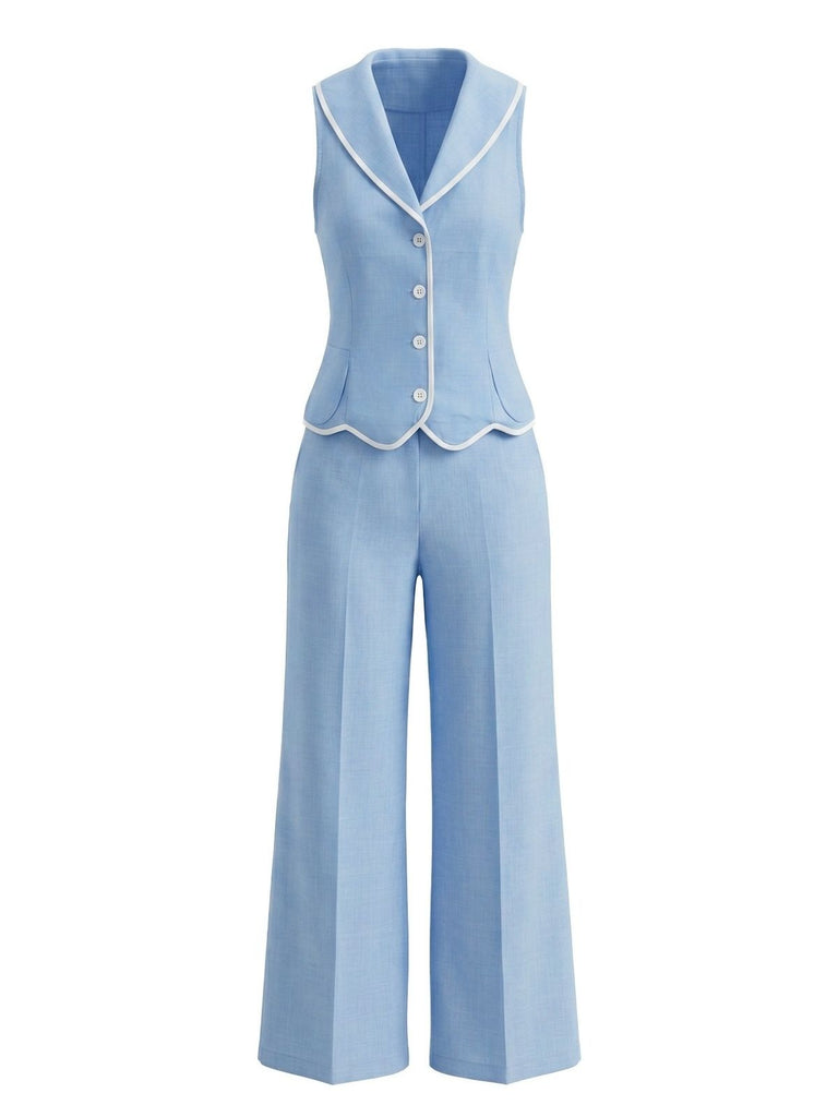 Caramel Colour 1950s V Neck Two Piece Set 5