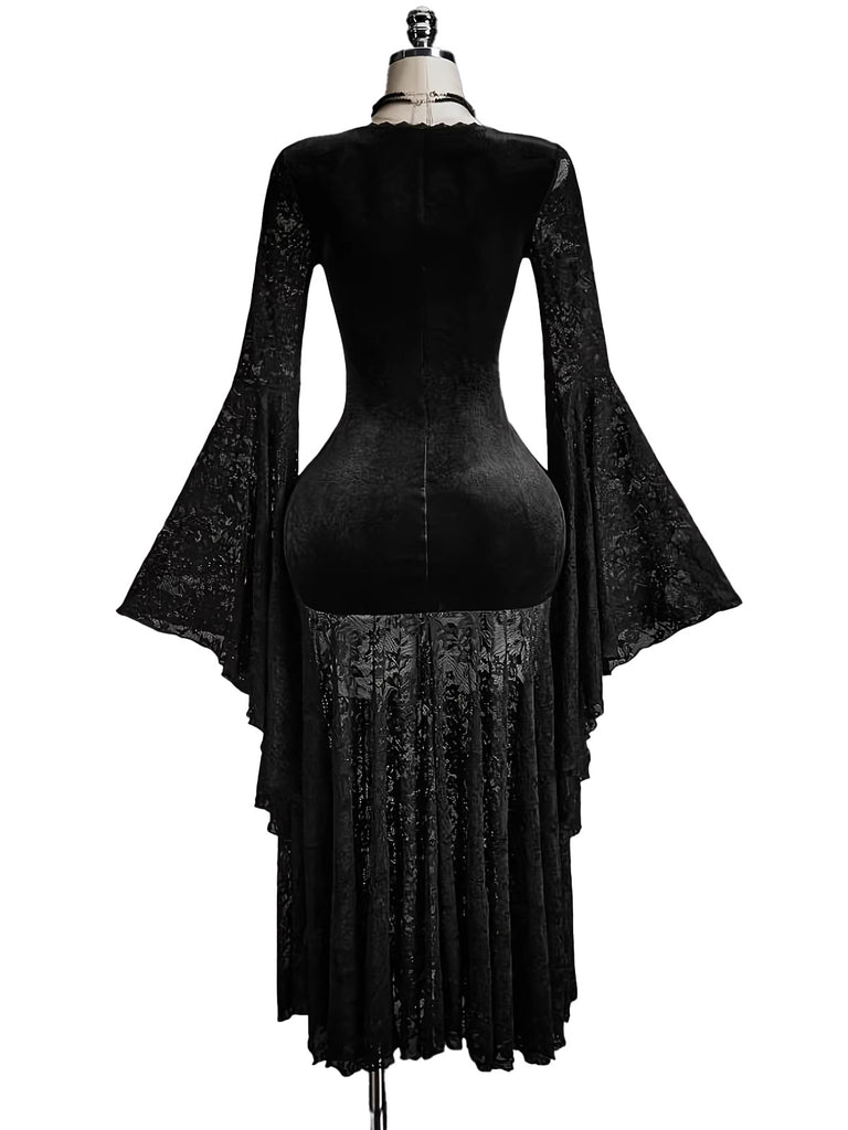 Black 1960s Lace V Neck Dress 4
