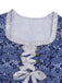 Dark Blue 1950s Floral V Neck Two Piece Set 9