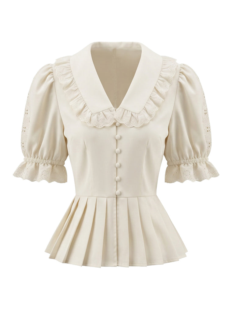 Beige 1970s Vintage Blouse