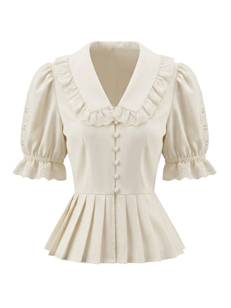 Beige 1970s Vintage Blouse