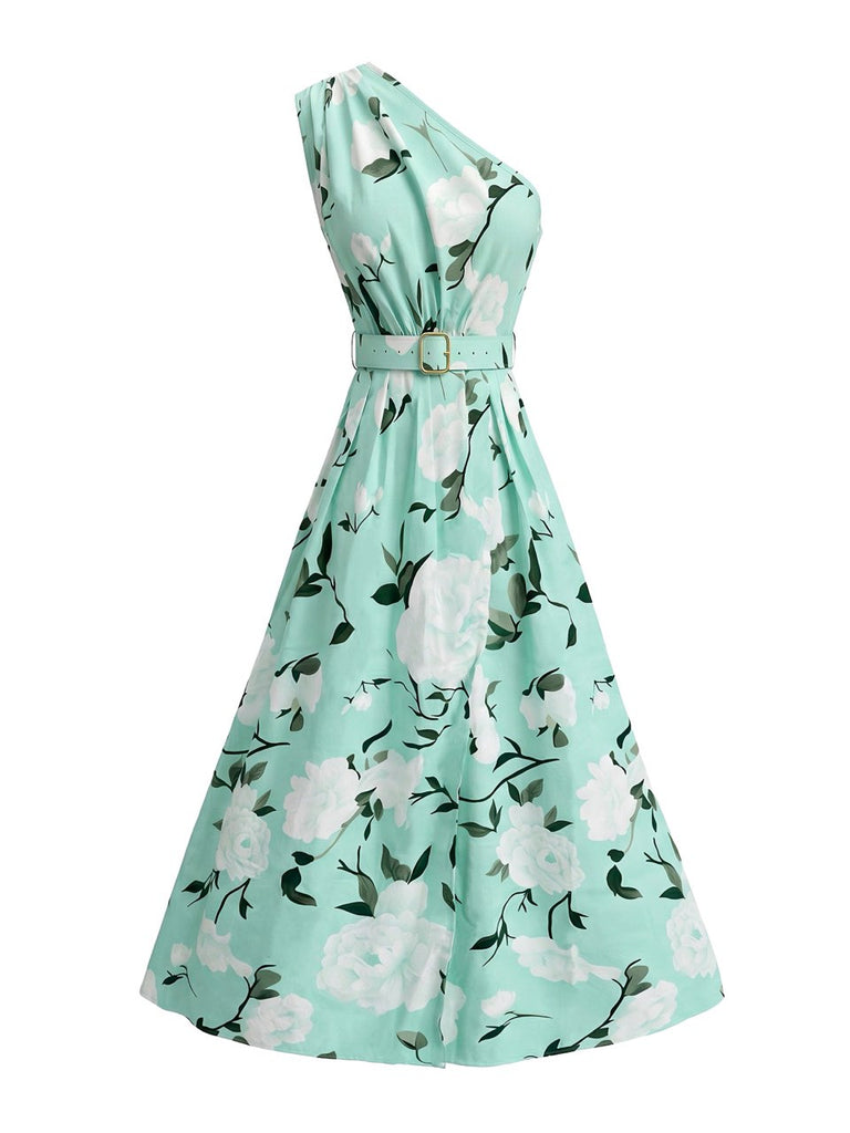 Ice Green 1950s Floral Vintage Classic Dress 2
