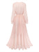 Orange Pink 1930s Floral V Neck Dress 3