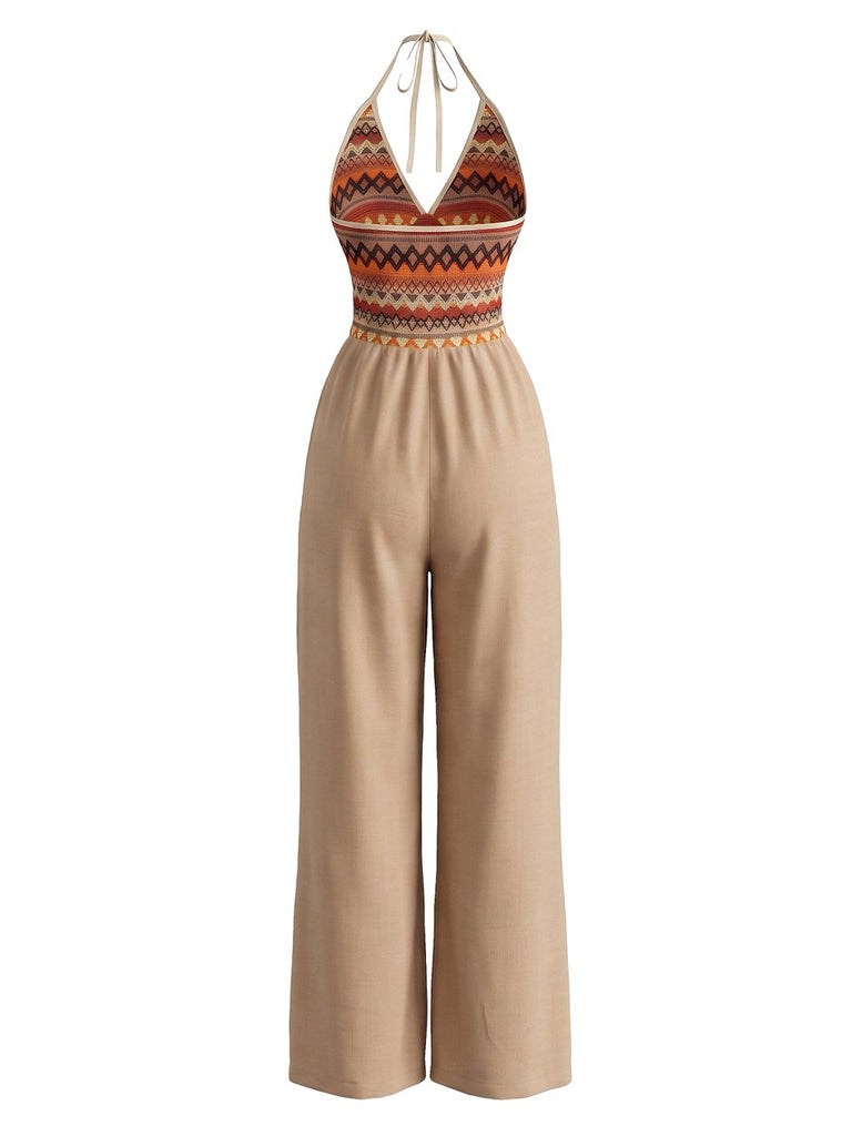 Khaki 1970s Halter Jumpsuit 3